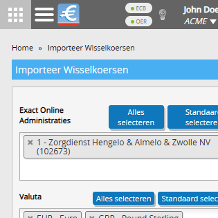 Ook via een telefoon kunt u de dagkoersen inlezen in Exact Online.